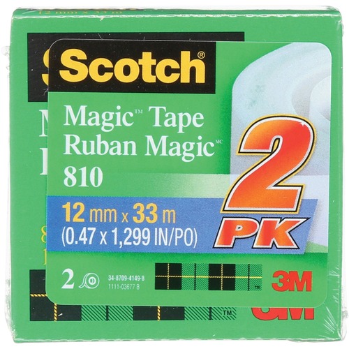 Scotch Magic Invisible Tape - 36 yd (32.9 m) Length x 0.50" (12.7 mm) Width - 2 / Pack