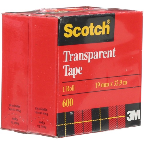 Scotch Multipurpose Adhesive Tape - 36 yd (32.9 m) Length x 0.75" (19.1 mm) Width - 1" Core - Polyolefin Backing - 2 / Pack - Transparent