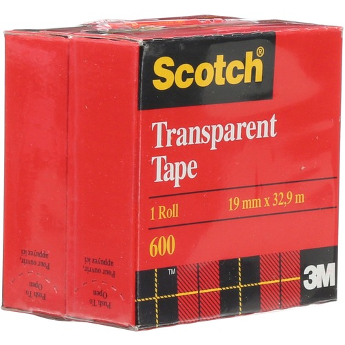 Scotch® Transparent Tape, 600-18BXD, 3/4 in x 36 yd (19 mm x 32.9