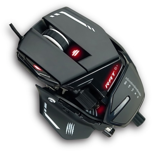 Mad Catz The Authentic R.A.T. 8+ Optical Gaming Mouse - Pixart 3389 - Cable - Black - USB 2.0 - 16000 dpi - 11 Button(s) - 1 Each