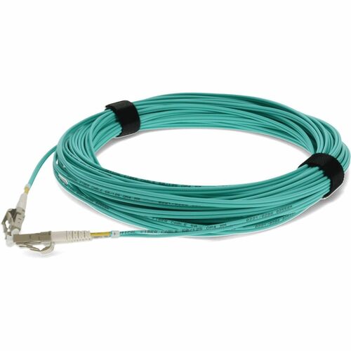 AddOn Fiber Optic Duplex Patch Network Cable - 75.5 ft Fiber Optic Network Cable for Network Device, Transceiver - First End: 2 x LC Network - Male - Second End: 2 x LC Network - Male - 100 Gbit/s - Patch Cable - Riser, OFNR - 50/125 µm - Aqua - 1