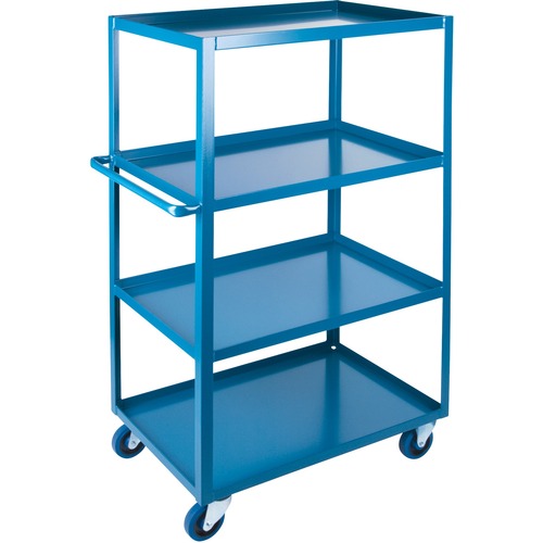 KLETON Heavy-Duty Shelf Carts - 4 Shelf - Push/Pull Handle - 544.31 kg Capacity - 4 Casters - 5" (127 mm) Caster Size - Steel - x 24" Width x 36" Depth x 61" Height - Kleton Blue - 1 Each - Mobile File Carts & Cabinets - KLTMB470