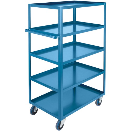 KLETON Heavy-Duty Shelf Cart - 5 Shelf - Push/Pull Handle - 544.31 kg Capacity - 4 Casters - 5" (127 mm) Caster Size - Steel - x 18" Width x 30" Depth x 61" Height - Kleton Blue - 1 Each - Mobile File Carts & Cabinets - KLTMB474