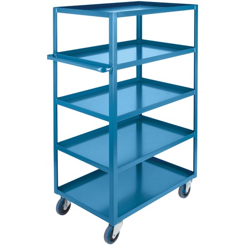 KLETON Heavy-Duty Shelf Carts - 5 Shelf - Push/Pull Handle - 544.31 kg Capacity - 4 Casters - 5" (127 mm) Caster Size - Steel - x 24" Width x 36" Depth x 61" Height - Kleton Blue - 1 Each