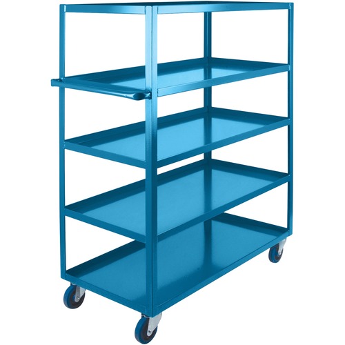 KLETON Heavy-Duty Shelf Carts - 5 Shelf - Push/Pull Handle - 544.31 kg Capacity - 4 Casters - 5" (127 mm) Caster Size - Steel - x 24" Width x 48" Depth x 61" Height - Kleton Blue - 1 Each