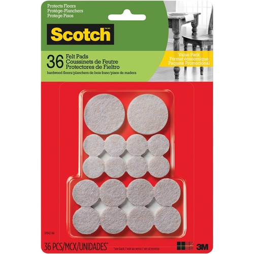 Scotch Surface Protection Value Pack, Assorted - Beige - 36Pack - Pads/Sliders - MMMSP842NA