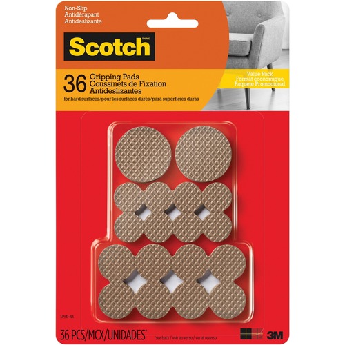 Scotch Gripping Pads Value Pack - Circle - Brown - 36/Pack