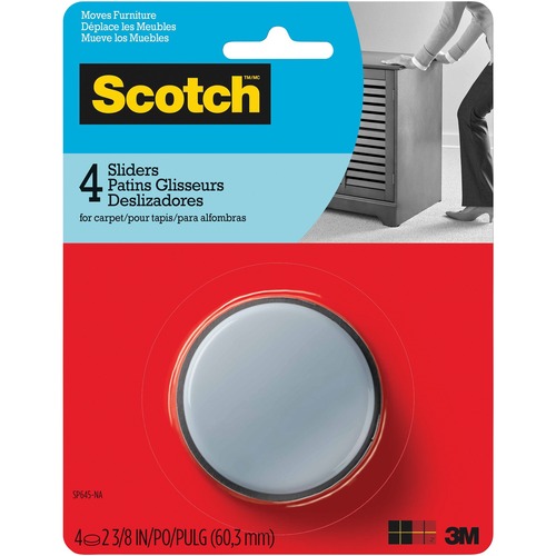 Scotch Reusable Sliders, 2-3/8 inch - Circle - Gray, Black - 4/Pack