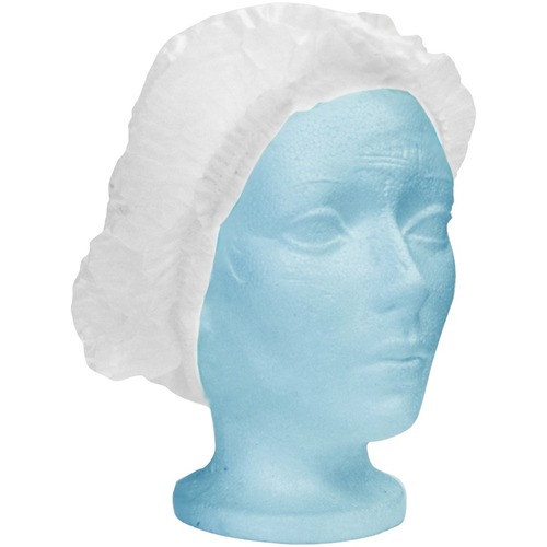 Ronco Pleated Bouffant Cap - Latex-free, Foldable, Disposable - Large Size - 21" (533.40 mm) Stretched Diameter, 100/Pack