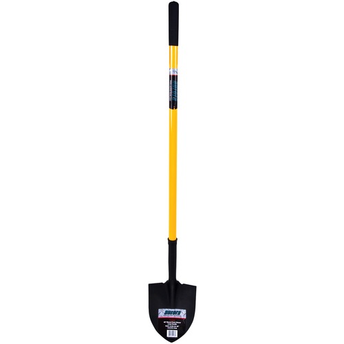 Aurora Tools Round Point Shovel - 56" (1422.40 mm) Length - Tempered Steel - Durable Handle, Rubber Grip - 1 Each
