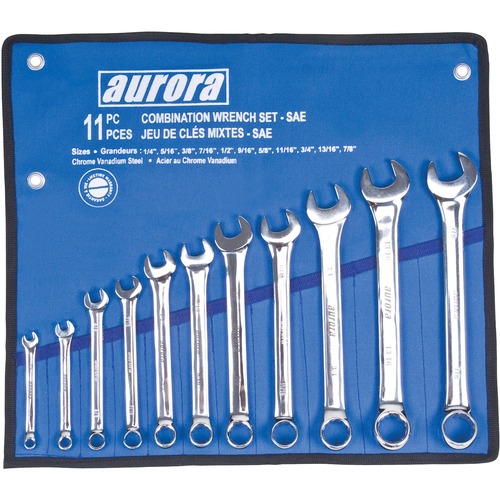 Aurora Tools Combination Wrench Set - Chrome Vanadium Steel - Durable, Heat Treated - 1 Each - Tool Kits - RRATLV053