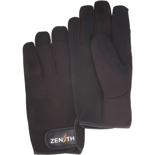 Zenith ZM100 Mechanic Gloves - Medium Size - Synthetic Leather Palm - Hook & Loop Cuff, Ergonomic, Adjustable, Comfortable - For Automotive, Small/Sharp Object Handling, Maintenance, Manufacturing, Industrial, Mechanical Work - 12 Case