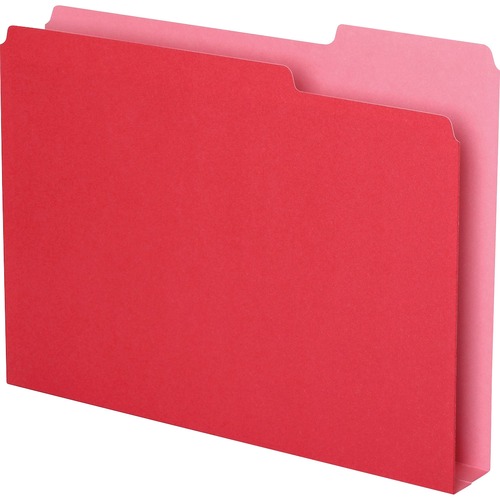 Pendaflex Double Stuff 1/3 Tab Cut Letter Top Tab File Folder - 8 1/2" x 11" - 250 Sheets Capacity - 1 1/2" Expansion - Assorted Tab Position - Red - 50 / Pack