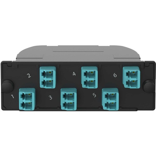 Panduit OptiCom MPO-LC Fiber Cassette OM4, 12 Fiber, Universal - 12 Port(s) - 6 x Duplex - Aqua, Black