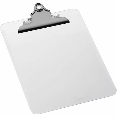 Business Source Spring Clip Plastic Clipboard - 8 1/2" x 11" - Spring Clip - Plastic - Clear - 1 Each = BSN01860