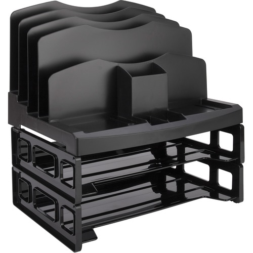 Business Source Smart Sorter Letter Tray/Organizer - 9 Compartment(s) - 14" Height x 13.1" Width x 9.9" DepthDesktop - Black - 1 Each