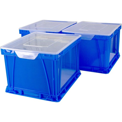 Storex Storage and Filing Cube - External Dimensions: 17.3" Length x 14.3" Width x 10.5" Height - 50 lb - 35.02 L - 3500 x Sheet, 3000 x Legal Paper - Stackable - Plastic - Blue - For Letter, File, Hanging Folder - 1 Each