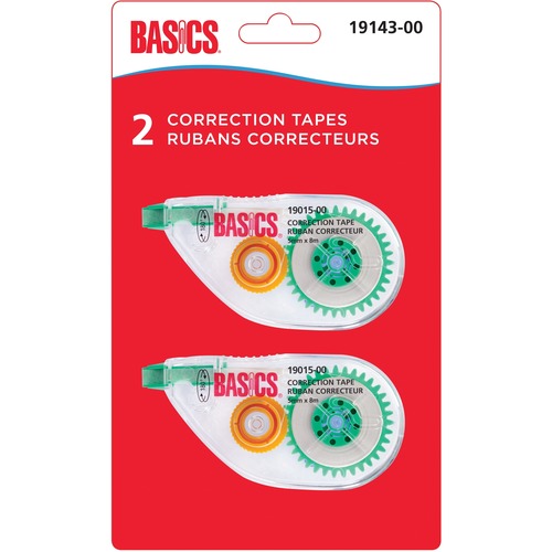 Basics Correction Tape - 0.20" (5 mm) Width x 26.2 ft Length - 1 Line(s) - Non-refillable, Swivel Head - 2 / Pack