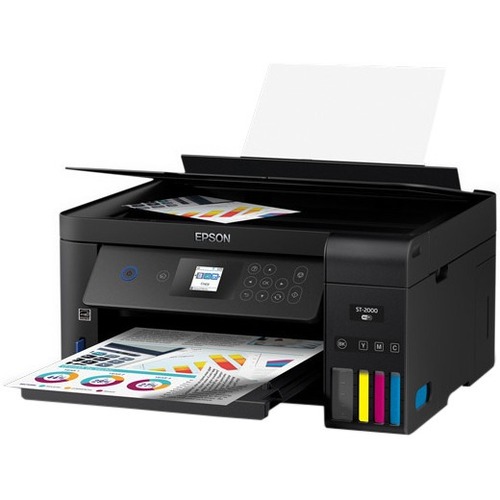 Epson WorkForce ST-2000 Wireless Inkjet Multifunction Printer-Color-Copier/Scanner-5760x1440 Print-Automatic Duplex Print-100 sheets Input-Color Scanner-2400 Optical Scan-Wireless LAN-Apple AirPrint - Copier/Printer/Scanner - 5760 x 1440 dpi Print - Autom
