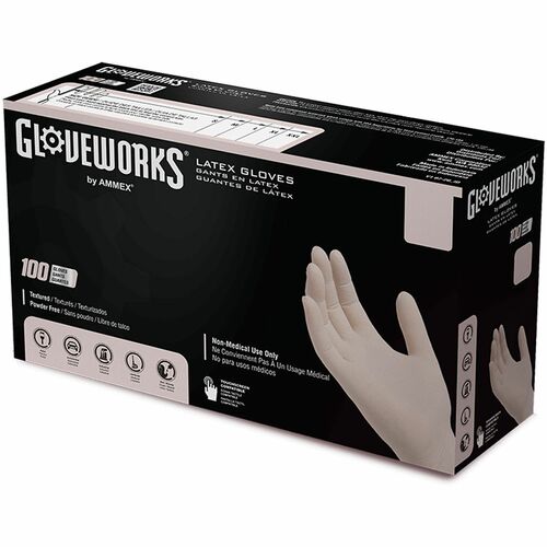 Picture of Ammex Gloveworks Ivory Latex Industrial Powder Free Disposable Gloves (Case of 1000)