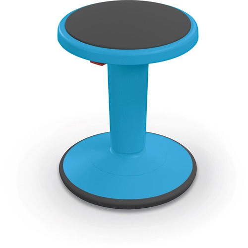 MooreCo Hierarchy Grow Stool - Gray Polypropylene, Thermoplastic Elastomer (TPE) Seat - Blue Polypropylene Frame - Rounded Base - 1 Each