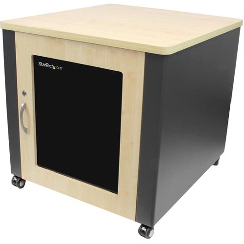 StarTech.com 12U Rack Enclosure Server Cabinet - 21.5 in. Deep - Quiet - Wood Finish - For Server, LAN Switch, Patch Panel - 12U Rack Height x 18.60" Rack Width x 17.60" Rack Depth - Floor Standing - Dark Gray - Steel, Glass - 600 lb Maximum Weight Capaci