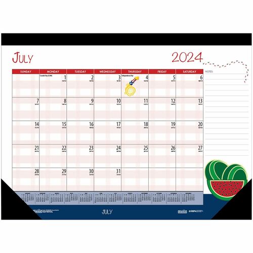 House of Doolittle Seasonal Holiday Academic Desk Pad - Academic - Julian Dates - Monthly - 12 Month - July 2024 - June 2025 - 1 Month Single Page Layout - Desk Pad - Black - Leatherette - 17" Height x 22" Width - Recyclable, Notes Area, Holiday Listing, 