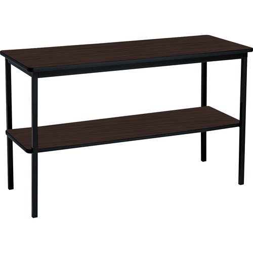 Iceberg Utility Table - Walnut Laminate Rectangle Top - Powder Coated Black Base - 500 lb Capacity - 48" Table Top Length x 18" Table Top Width x 0.75" Table Top Thickness - 30" HeightAssembly Required - 1 Each