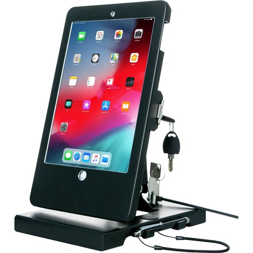 CTA Digital Flat-Folding Tabletop Security Stand - Up to 9.7" Screen Support - 10" (254 mm) Height x 8.25" (209.55 mm) Width x 7.25" (184.15 mm) Depth - Countertop, Wall Mountable, Tabletop - Metal - Black
