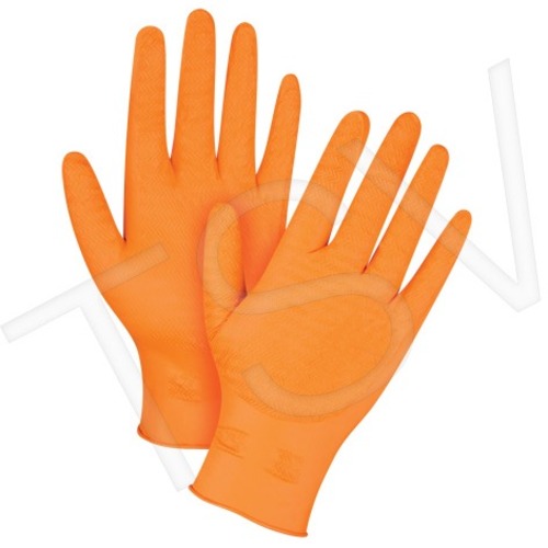 Zenith Heavyweight Ultra Gripper Orange Nitrile Gloves - Oil, Grease, Organic Solvent Protection - XXL Size - Nitrile - Orange - Latex-free, Textured Grip, Powder-free, Puncture Resistant, Tear Resistant, Beaded Cuff, Textured Finish, Heavyweight - For La
