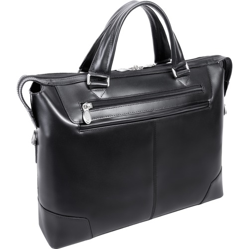 McKleinUSA ARCADIA 8876 Carrying Case (Briefcase) for 17" Notebook - Black - Cowhide Leather Body - Fabric Interior Material - Shoulder Strap, Handle - 12" Height x 4" Width x 16.5" Depth - Unisex