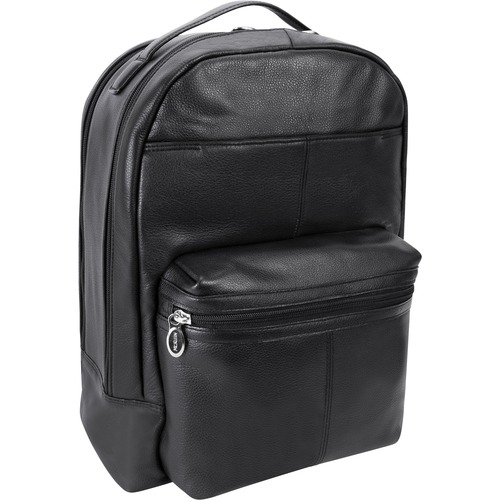 McKleinUSA PARKER 8855 Carrying Case (Backpack) for 15" Notebook - Black - Calfskin Leather Body - Fabric Interior Material - Shoulder Strap - 16" Height x 5" Width x 12" Depth - Unisex