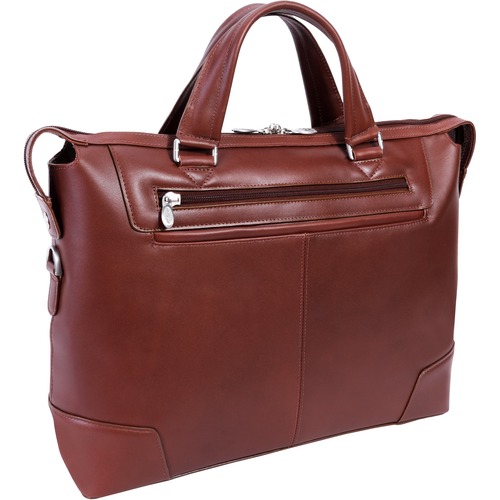 McKleinUSA ARCADIA 8876 Carrying Case (Briefcase) for 17" Notebook - Brown - Cowhide Leather Body - Fabric Interior Material - Shoulder Strap, Handle - 12" Height x 4" Width x 16.5" Depth - Unisex