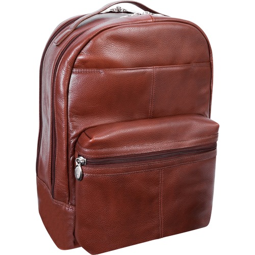 McKleinUSA PARKER 8855 Carrying Case (Backpack) for 15" Notebook - Brown - Calfskin Leather Body - Fabric Interior Material - Shoulder Strap - 16" Height x 5" Width x 12" Depth - Unisex