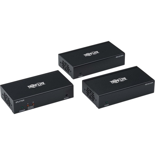 Tripp Lite by Eaton 2-Port HDMI over Cat6 Splitter/Extender Kit, Transmitter/Dual Receivers, 4K 60 Hz, PoC, HDR, 125 ft., TAA - 1 Input Device - 2 Output Device - 125 ft Range - 4 x Network (RJ-45) - 1 x HDMI In - 2 x HDMI Out - 4K - 3840 x 2160 - Twisted