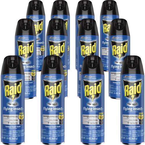 Raid Flying Insect Spray - Spray - Kills Mosquitoes, Flies, Wasp, Hornet, Asian Ladybeetle, Yellow Jacket, Boxelder Bug, Fruit Fly, Gnats, Moths - 15 fl oz - Off White - 12 / Carton