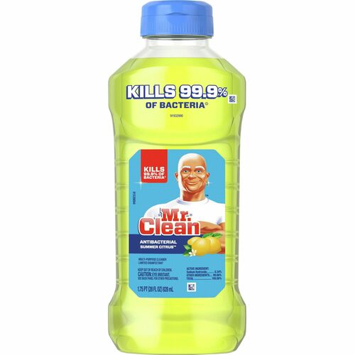 Mr. Clean Antibacterial Cleaner - Liquid - 28 fl oz (0.9 quart) - Summer Citrus Scent - Yellow