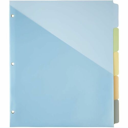 Office Depot® Brand Single-Pocket Write-On Dividers, 5 Tab, 8 1/2" x 11" , Assorted Colors - 5 x Divider(s) - 5 Blank Assorted Tab(s) - Letter - 8.50" Width x 11" Length - Assorted Divider - Polypropylene Tab(s) - Erasable, Reinforced Binding Edge