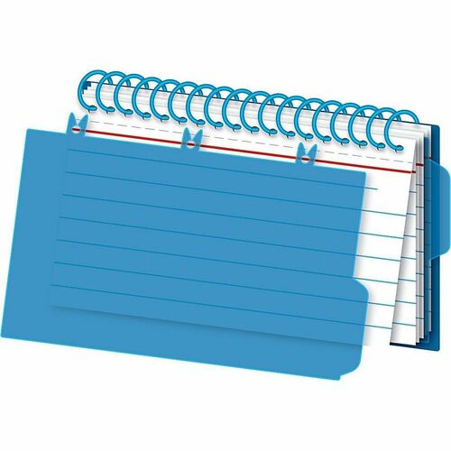 Office Depot® Brand Viewfront Spiral Index Cards With Polypropylene Cover, 3" x 5" Cards, Assorted Colors, 50 Bound Cards - 50 x Divider(s) - 3" Width x 5" Length - Brown Tab(s) - Spiral Bound