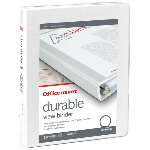Office Depot Brand Durable View 3 Ring Binder 2 Round Rings White - Office  Depot