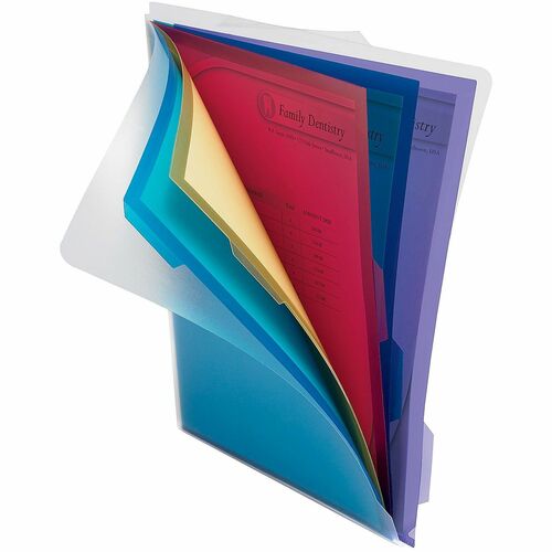 Office Depot® Brand 5-Folder Poly Project Organizer, Letter Size, Assorted Colors (No Color Choice) - 8 1/2" x 11" - Capacity1/4" Expansion - End Tab Location - Right Tab Position - Polypropylene - Assorted - 0% Recycled - 1 Each