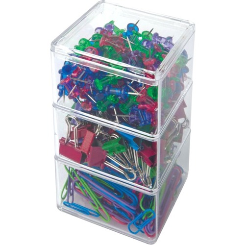 Office Depot Stackable Clip Kit, Assorted Colors - Assorted Sizes - 80 Sheet Capacity - for Home, Office - 1 - Blue, Purple, Yellow, Pink, Green - Metal