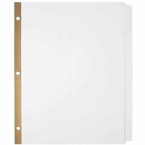 Office Depot® Brand 20% Recycled Erasable Big Tab Dividers, 5-Tab, White - 5 x Divider(s) - 5 Printed Side Tab(s) - Character - Letter - 8.50" Width x 11" Length - 3 Hole Punched - White Divider - White Card Stock Tab(s) - 20% Recycled - Erasable, Lam