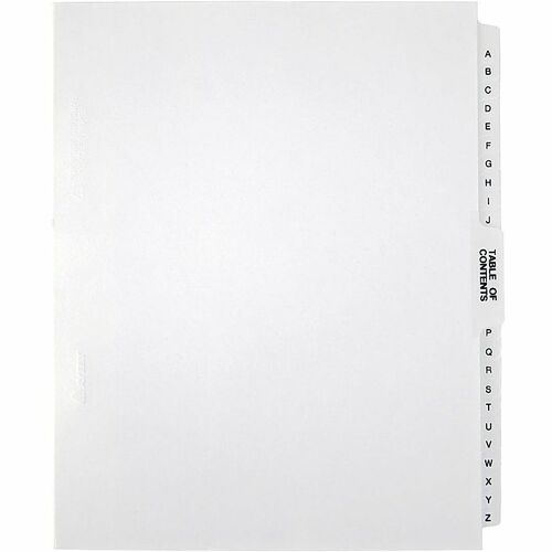 Office Depot® Brand Legal Index Exhibit Unpunched Dividers With Laminated Tabs, Black/White, A-Z - 26 x Divider(s) - 26 Printed Side Tab(s) - Digit - 1-25 - Letter - 8.50" Width x 11" Length - 0 Hole Punched - White Divider - White Paper Tab(s) - 20% 