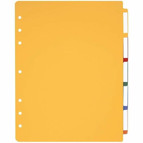 Office Depot® Brand Plastic Dividers With Tabs And Labels, Multicolor, 5-Tab - 5 Tab(s) - 7 Hole Punched - Assorted Polyethylene Tab(s) - 1