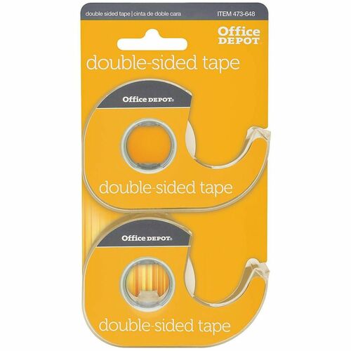 Office Depot® Brand Double-Sided Tape In Dispensers, 1/2" x 400" , Clear, Pack of 2 rolls - 11.11 yd Length x 0.50" Width - 1" Core - Clear - Poly Film - Dispenser Included - 2 Roll