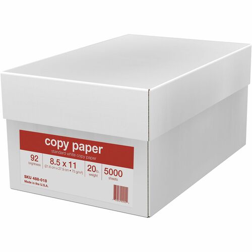 Office Depot® Brand Copy Paper, 10 Reams, White, Letter Size (8 1/2" x 11"), 500 Sheets Per Ream, 20 Lb - 92 Brightness - Letter - 8 1/2" x 11" - 20 lb Basis Weight - Acid-free - White - 500 / Ream