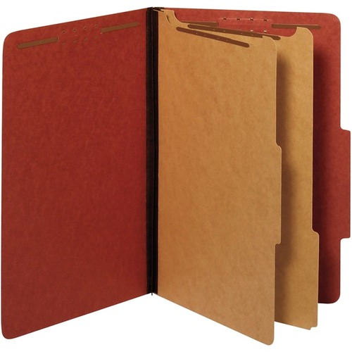Office Depot 2/5 Tab Cut Legal Classification Folder - 8 1/2" x 14" - 2 1/2" Expansion - 6 Fastener(s) - 2" Fastener Capacity - Center Tab Position - 2 Divider(s) - Red - 1
