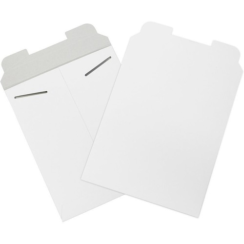 Office Depot White Flat Mailers, 9 3/4" x 12 1/4" , Box Of 100 - Shipping - 12 1/4" Width x 9 3/4" Length - Flap - White - Paper, Paperboard, Chipboard - 100 / Case