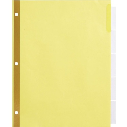 Office Depot Insertable Dividers With Big Tabs, Buff, Clear Tabs, 5-Tab - 5 x Divider(s) - 5 Assorted Tab(s) - Letter - 8.50" Width x 11" Length - 3 Hole Punched - Buff Divider - Clear Paper, Plastic, Card Stock Tab(s) - Recycled - Reinforced Binding Edge
